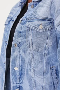 Abstract Print Denim Jacket