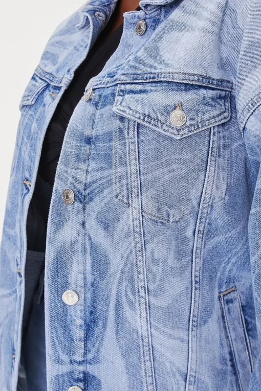 Abstract Print Denim Jacket