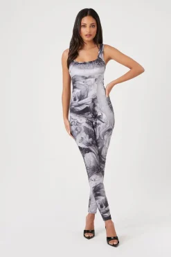 Abstract Print Fitted Jumpsuit