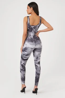Abstract Print Fitted Jumpsuit