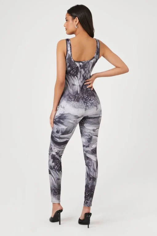 Abstract Print Fitted Jumpsuit
