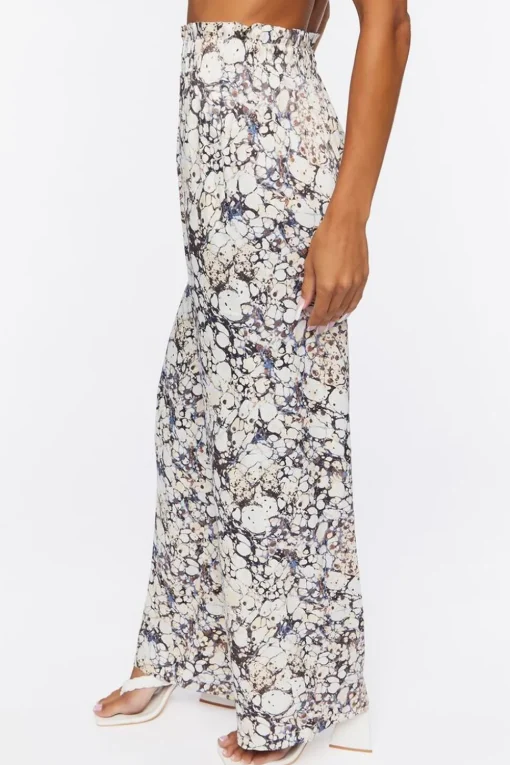 Abstract Print Paperbag Pants