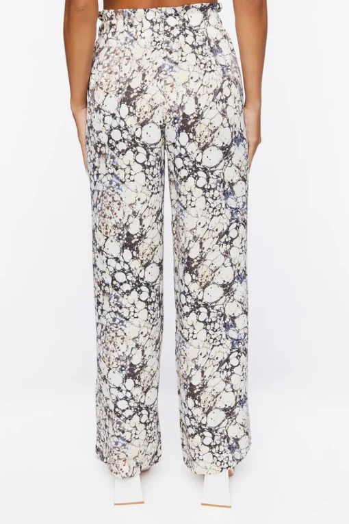 Abstract Print Paperbag Pants