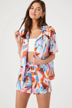 Abstract Print Pull-On Shorts