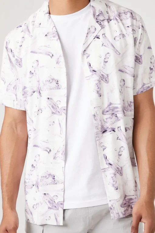 Abstract Print Rayon Shirt