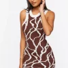 Abstract Print Sweater-Knit Dress