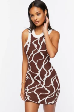 Abstract Print Sweater-Knit Dress