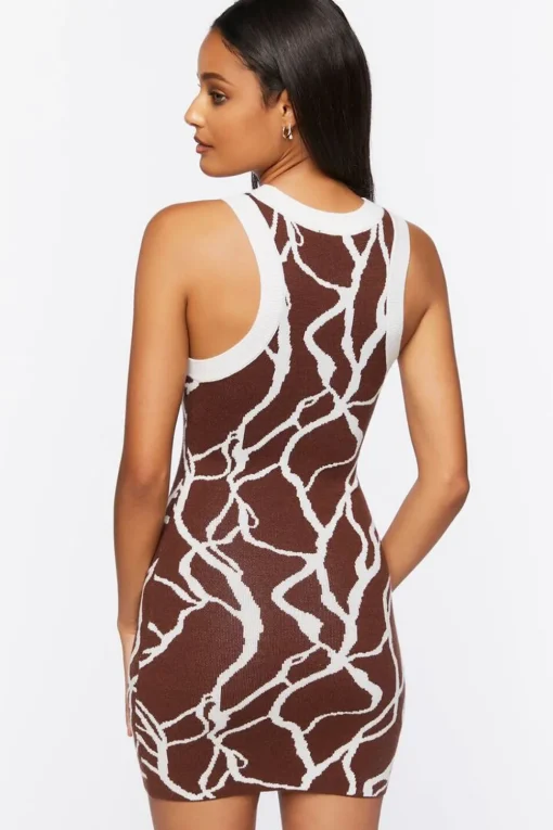 Abstract Print Sweater-Knit Dress