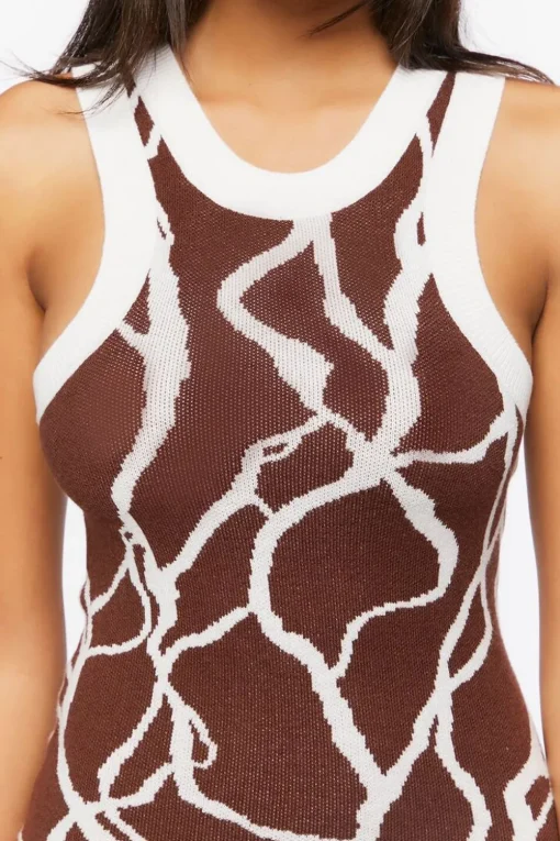Abstract Print Sweater-Knit Dress