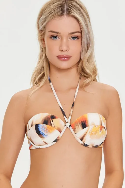 Abstract Print Underwire Bikini Top