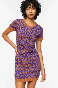 Abstract Sweater Mini Dress