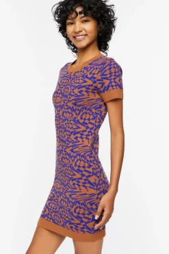Abstract Sweater Mini Dress