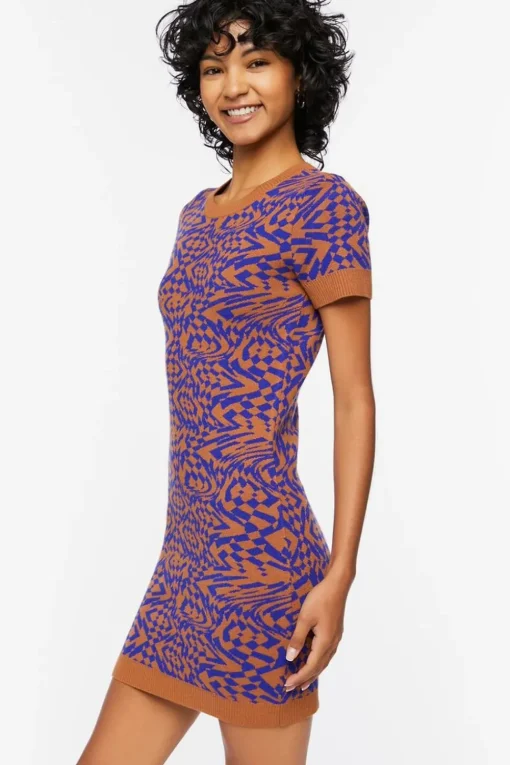 Abstract Sweater Mini Dress