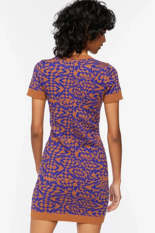 Abstract Sweater Mini Dress