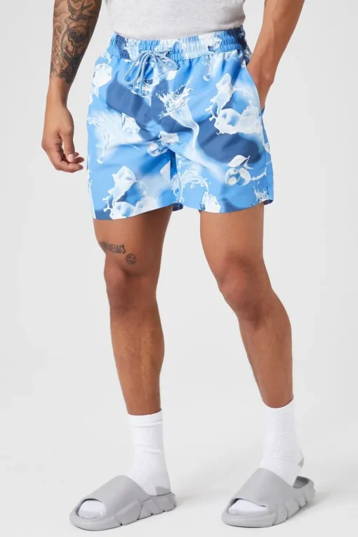 Abstract Water Print Swim Trunks