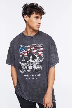 Acid Wash Kiss Graphic Tee