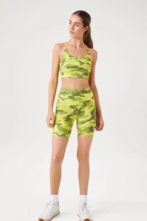 Active Camo Print Biker Shorts