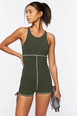 Active Cotton-Blend Drawstring Romper
