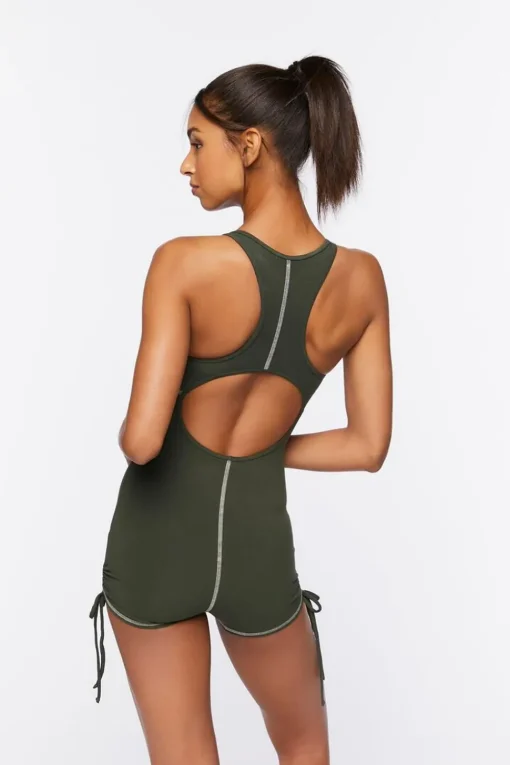 Active Cotton-Blend Drawstring Romper