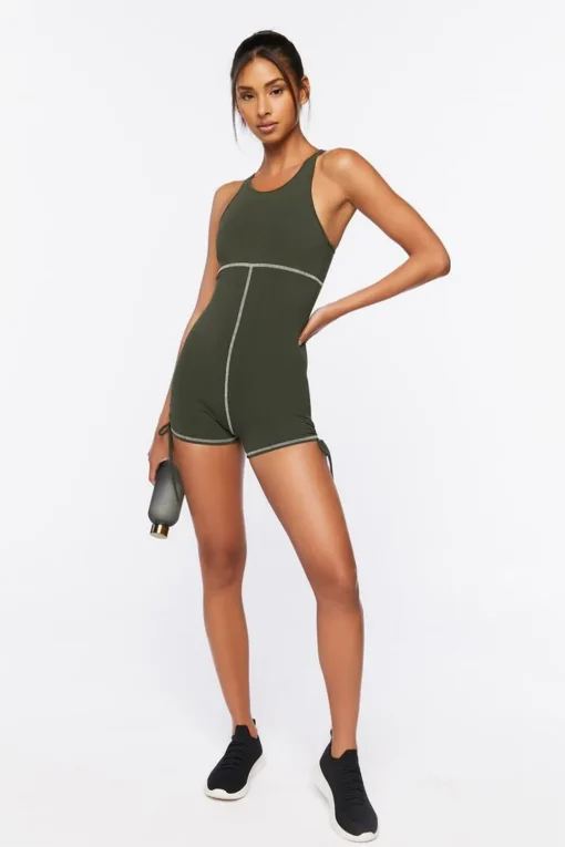 Active Cotton-Blend Drawstring Romper