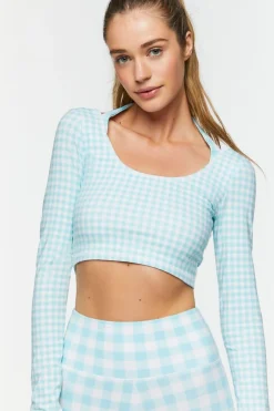 Active Gingham Halter Crop Top