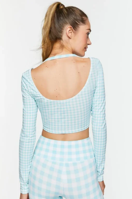 Active Gingham Halter Crop Top