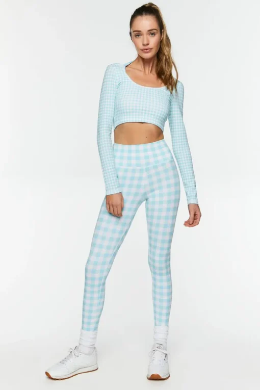 Active Gingham Halter Crop Top