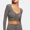 Active Lace-Up Long-Sleeve Crop Top