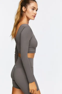 Active Lace-Up Long-Sleeve Crop Top