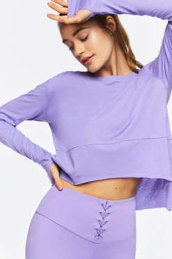 Active Long-Sleeve Raw-Cut Top
