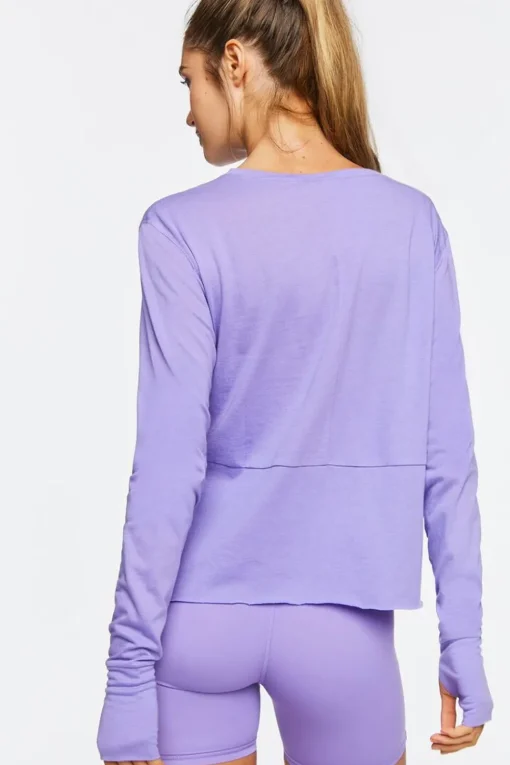 Active Long-Sleeve Raw-Cut Top