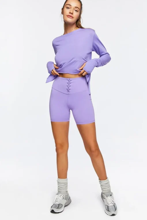 Active Long-Sleeve Raw-Cut Top