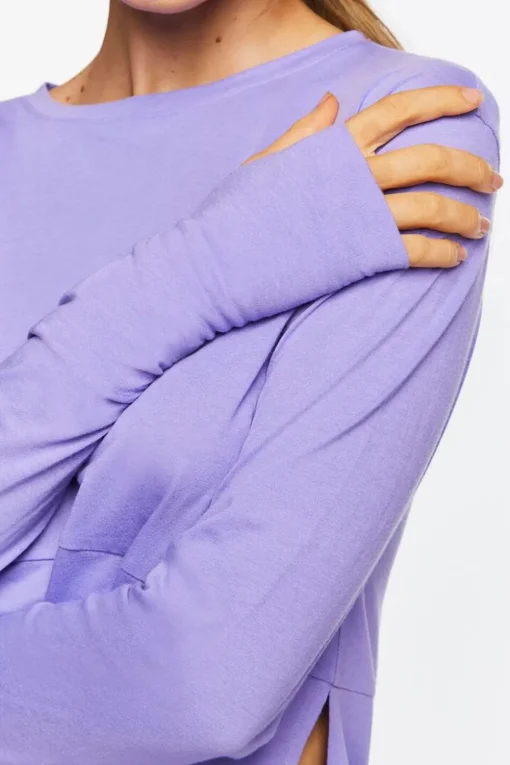 Active Long-Sleeve Raw-Cut Top