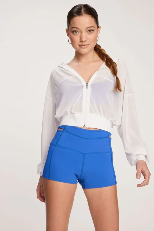 Active Mesh Cropped Zip-Up Jacket