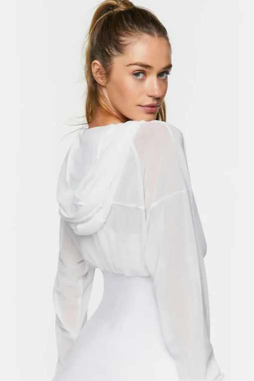 Active Mesh Cropped Zip-Up Jacket