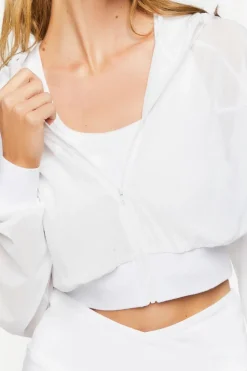 Active Mesh Cropped Zip-Up Jacket