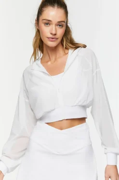 Active Mesh Cropped Zip-Up Jacket