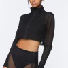 Active Mesh Zip-Up Cropped Jacket