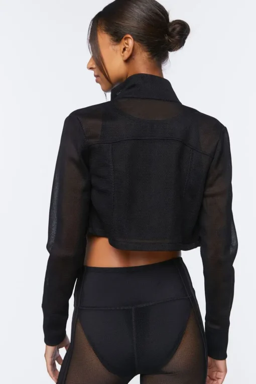 Active Mesh Zip-Up Cropped Jacket