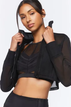 Active Mesh Zip-Up Cropped Jacket