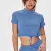 Active Mock Neck Toggle Crop Top