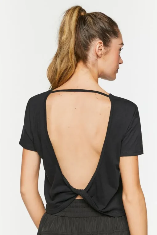 Active Open-Back Twisted Crop Top