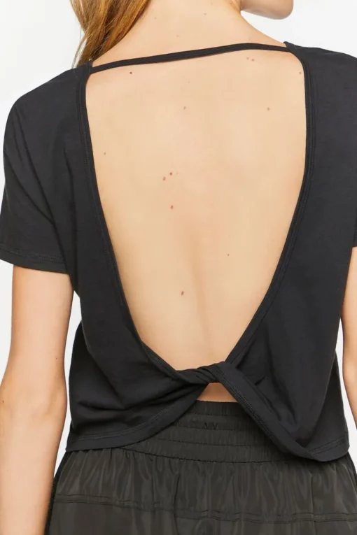 Active Open-Back Twisted Crop Top