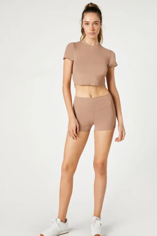 Active Ribbed Knit Crop Top
