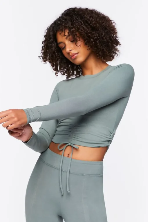 Active Ruched Drawstring Crop Top