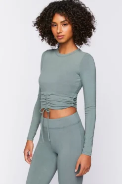 Active Ruched Drawstring Crop Top