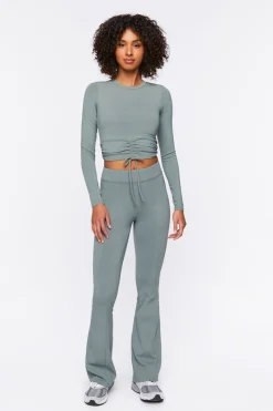Active Ruched Drawstring Crop Top