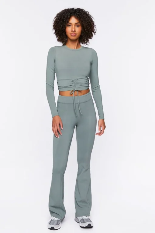 Active Ruched Drawstring Crop Top