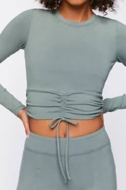 Active Ruched Drawstring Crop Top