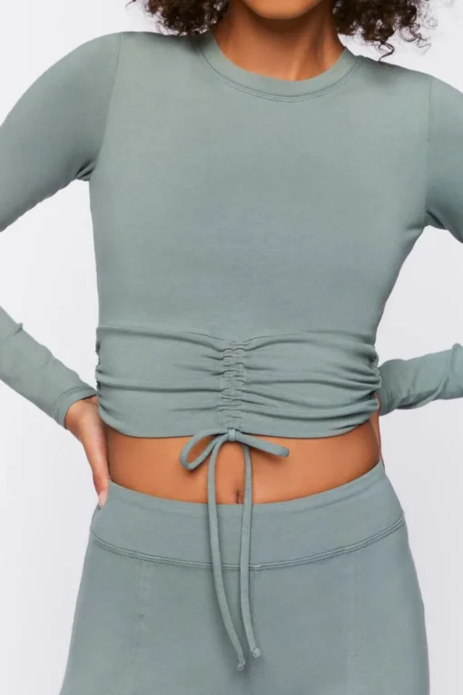 Active Ruched Drawstring Crop Top